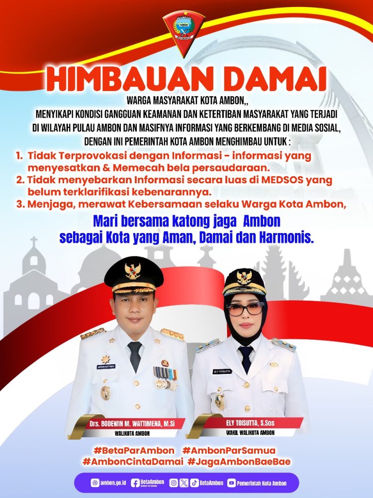 Pemkot Ambon Ajak Warga Gunakan Tagar Jaga Kedamaian