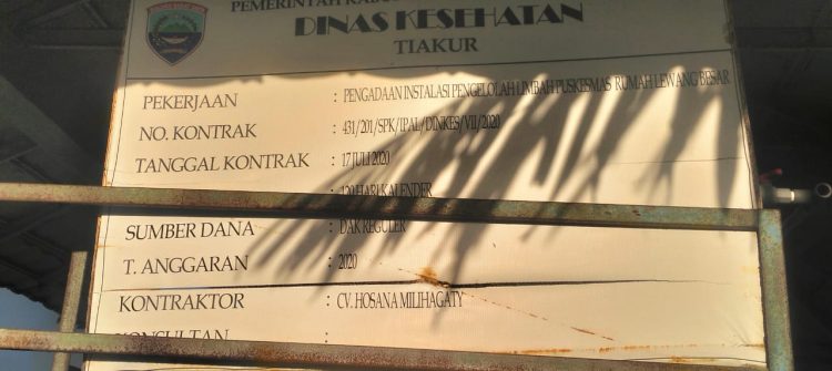 Proyek IPAL Puskesmas Rumahlewang Besar Diduga Bermasalah, Aparat Hukum Diminta Bertindak Tegas