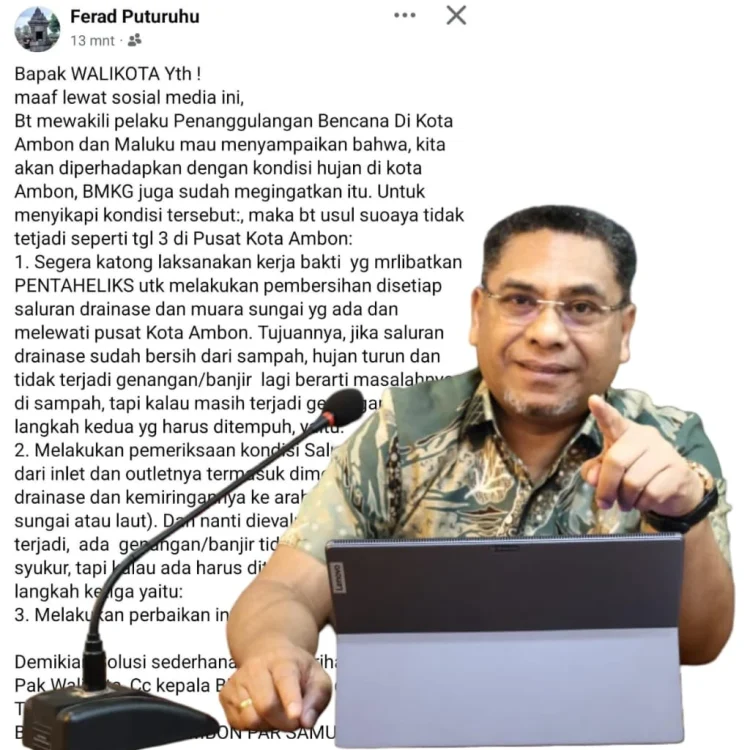 Kadis Kominfo Ambon Respon Surat Terbuka Doktor Ferad Puturuhu Soal Genangan dan Drainase Kota