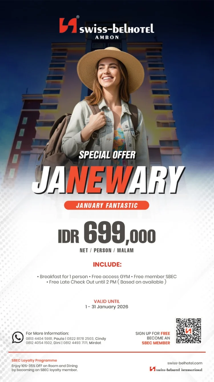 Swiss-Belhotel Ambon Hadirkan Promo “Janewary Special Offer”, Tarif Menginap Mulai Rp699.000 per Malam