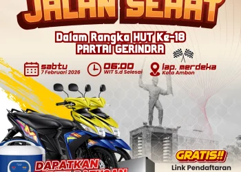 Bertabur Hadiah! Jalan Sehat Meriahkan HUT ke-18 Partai Gerindra di Ambon Akhir Pekan Ini