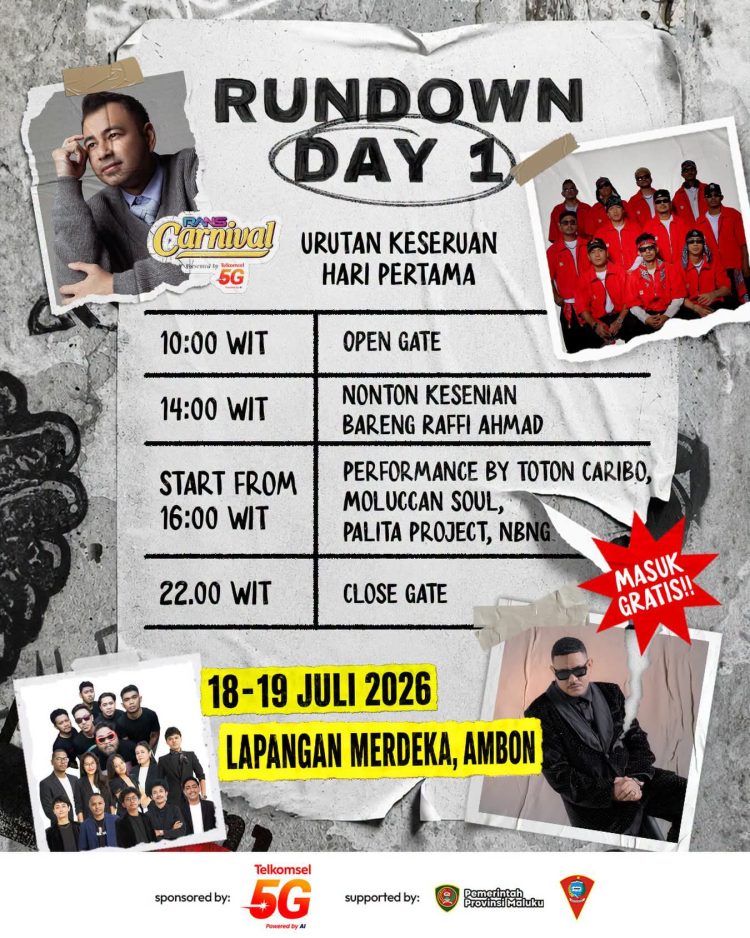 RANS Carnival Siap Guncang Ambon, Hari Pertama Hadirkan Raffi Ahmad hingga Deretan Musisi Lokal